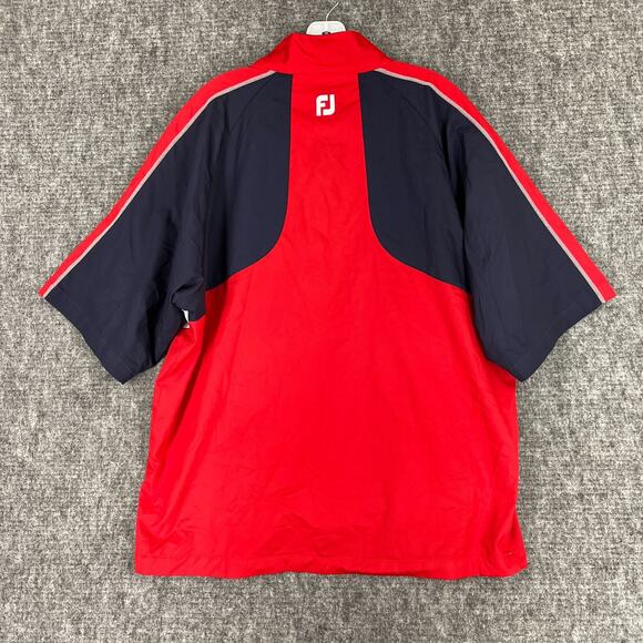 FootJoy Windbreaker Mens Large Red Short Sleeve Crab Meadow Mens Club Gentlemens - Picture 2 of 9